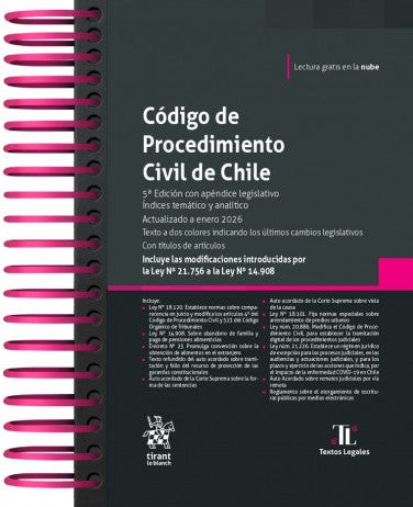Código de Procedimiento Civil de Chile 2026. Tirant Lo Blanch